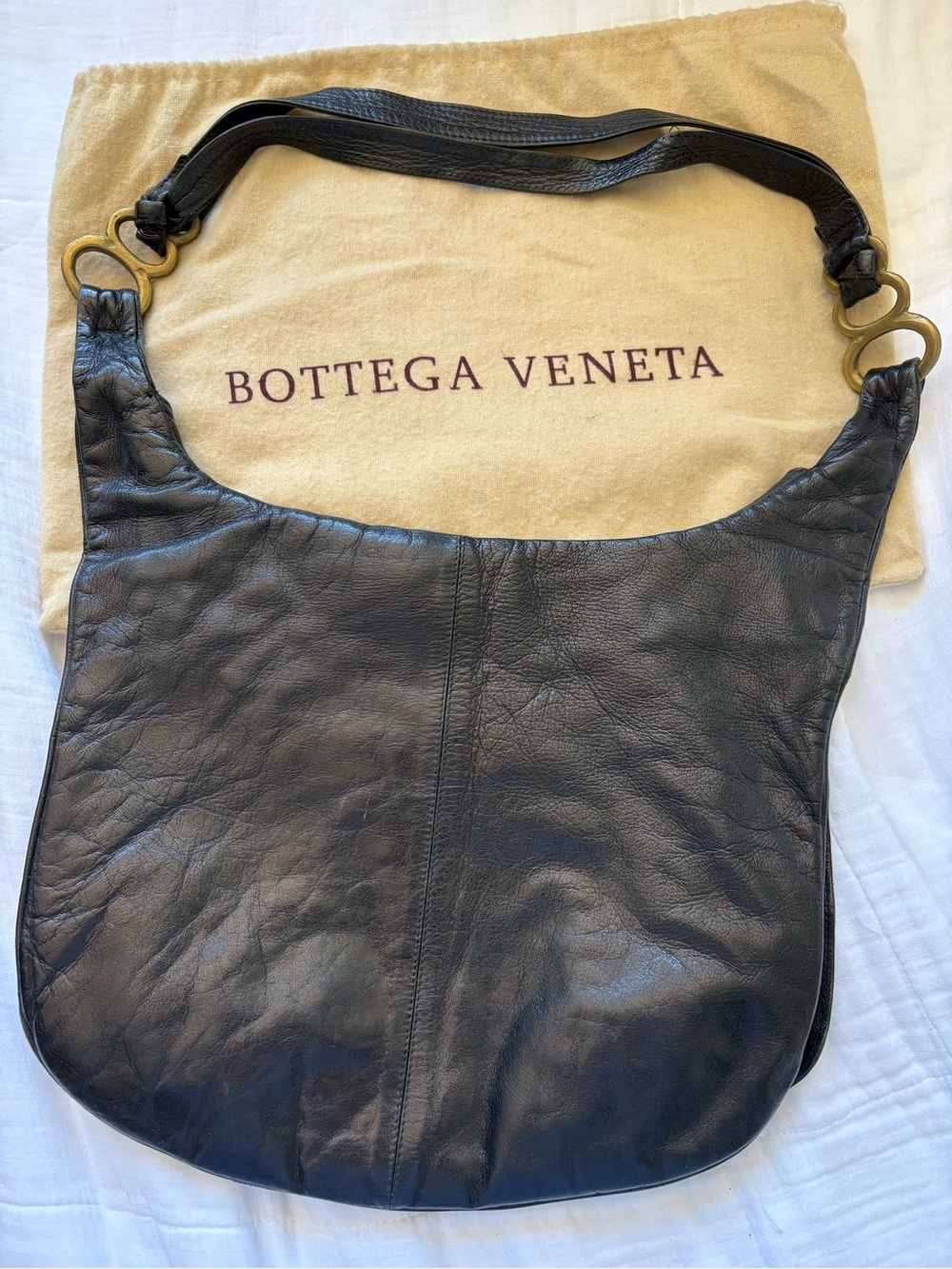 Bottega Veneta Black Leather Vintage Shoulder Bag